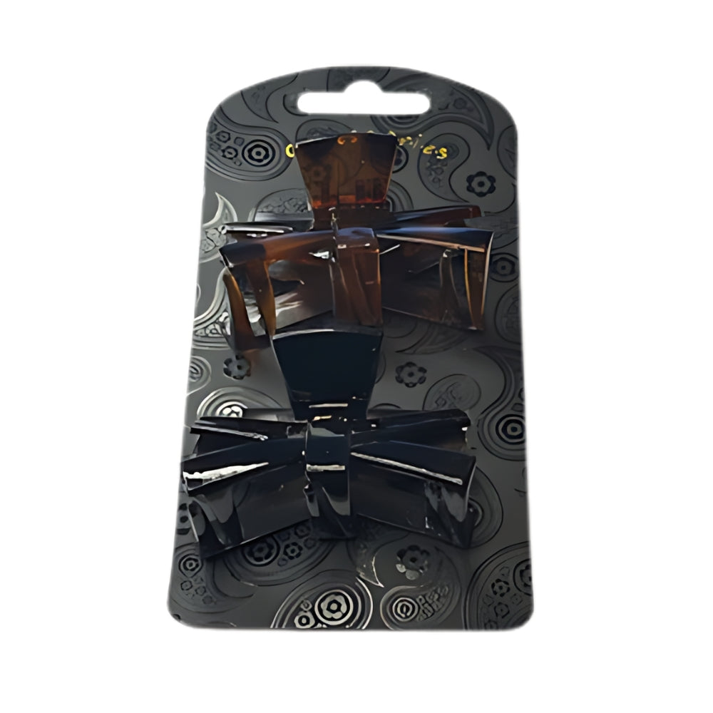 Classic Tortoise Shell & Black Elegant Bow Hair Claws