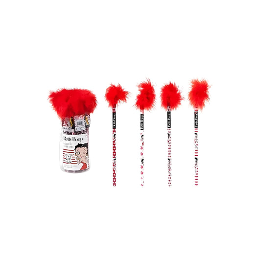 Betty Boop Red Fluffy Pencils 2pcs Cute & Fun Stationery Set