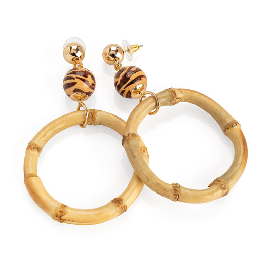 Bamboo Hoop Earrings Boho Chic Natural Statement Jewellery