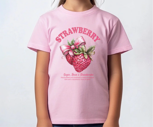 T-Shirts Girl Pink Strawberry