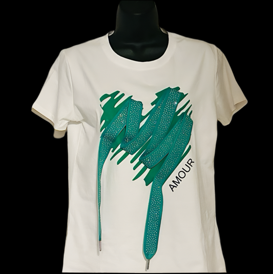 T-Shirt Diamante Lace Amour Green
