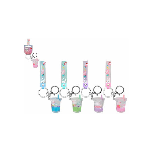 Milk Shake W/Liquid Charm Key Ring - Cute -Pastel colours